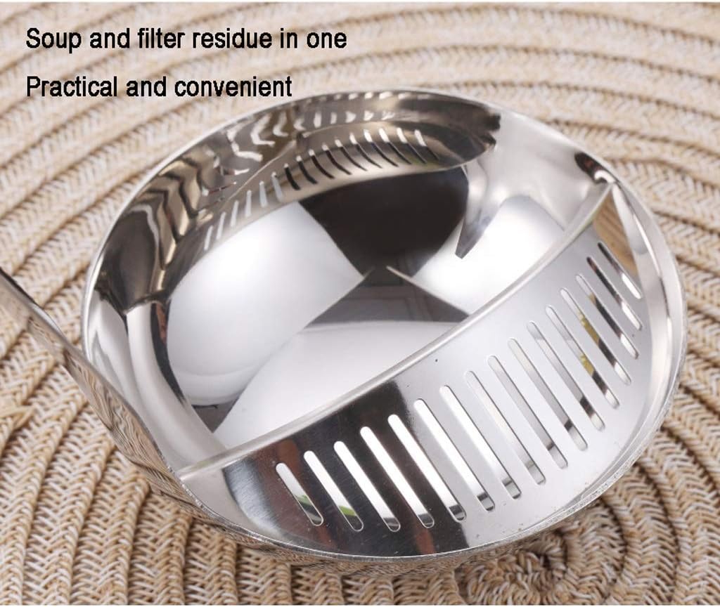 Kitchen Spoons 2 In 1 Kitchen Ladle with Filter Strainer Stainless Steel Ladle 11.8 Inches Soup Spoons
