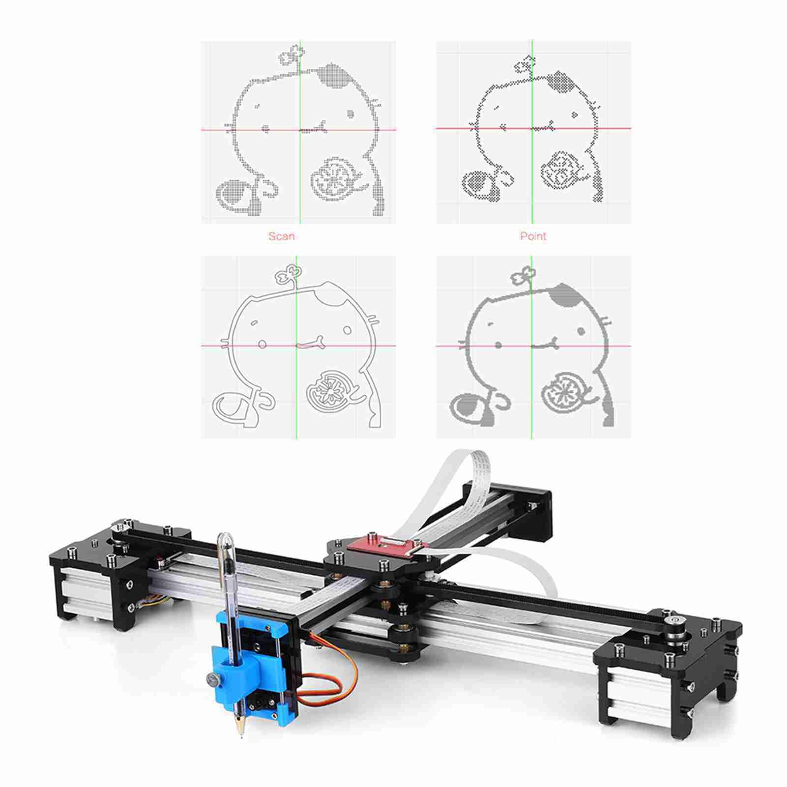 Robot de Dibujo XY Plotter, Área de Trabajo 310 x 256 mm, Aleación de Aluminio y Acrílico, Compatible con JPG/BMP/DXF/Gcode