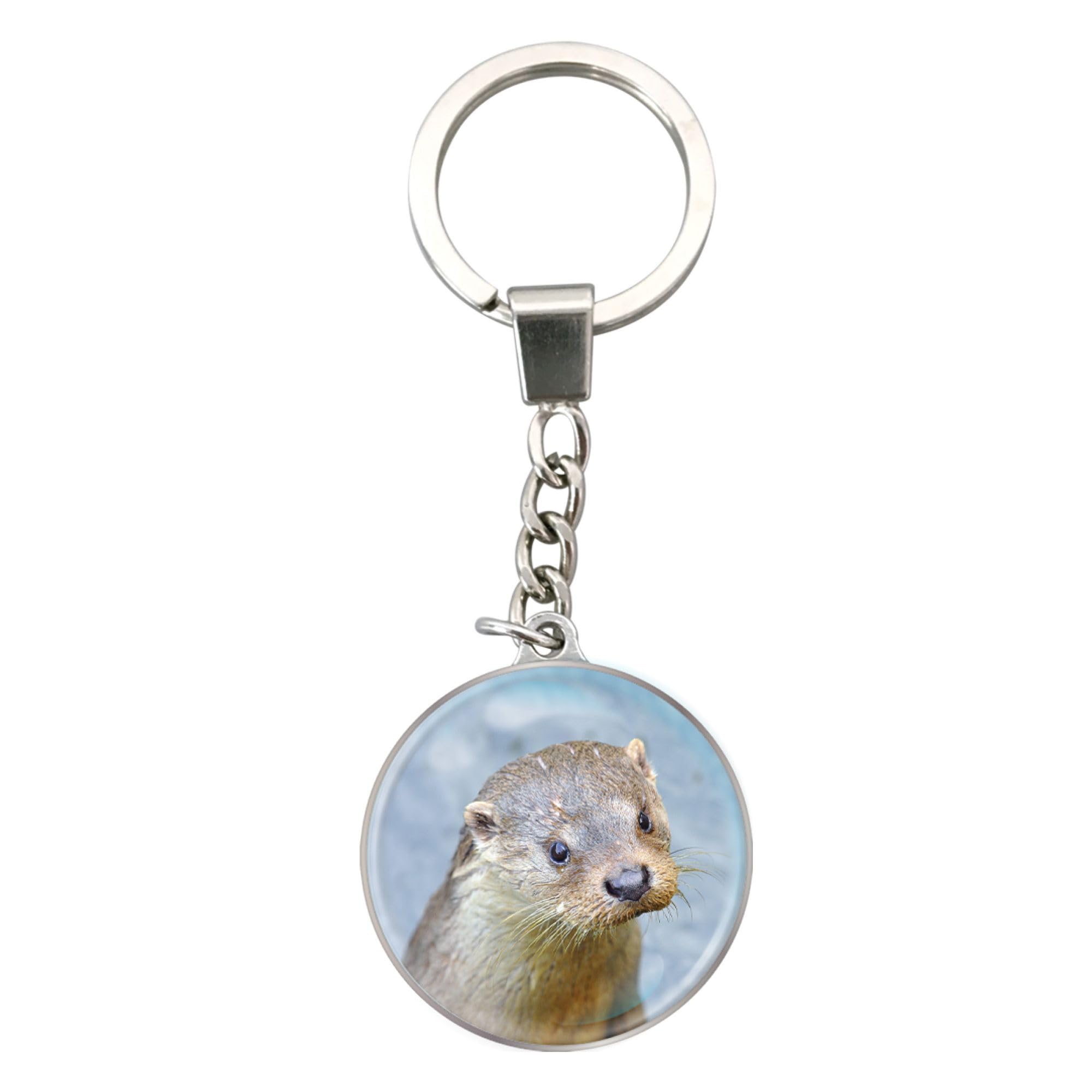 Magnidome Deluxebase Otter Keychain – Crystal Glass Dome Animal Key Ring with Stainless Steel Chain, Cute Otter Key Holder for Fun Bag Charms and Novelty Gifts.