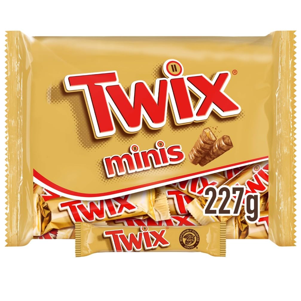 Twix Minis, Barritas de Chocolate con Leche, Galleta y Caramelo, Ideal como Caja Regalo o Chocolatinas para Regalar en Navidad, 227 g