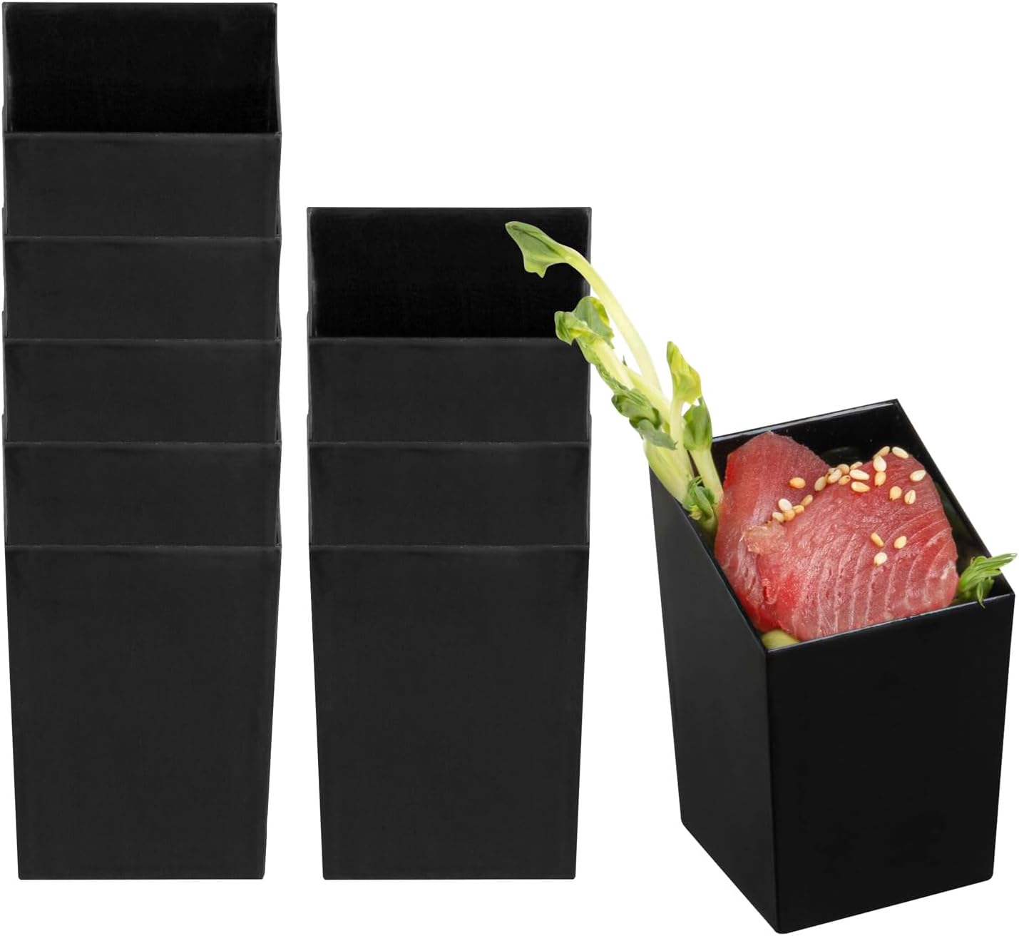 Restaurantware 3 Ounce Appetizer Cups 100 Incline Shooter Cups - Disposable Small Black Plastic Mini Dessert Cups For Mousses Parfaits Or Jello For Weddings Or Catering