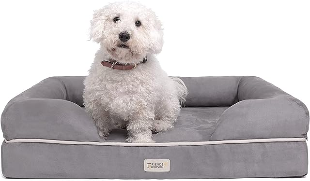 Friends Forever Orthopedic Dog Bed Lounge Sofa Removable Cover 100% Suede Mattress Memory-Foam With Bolster Rim Premium Prestige Edition