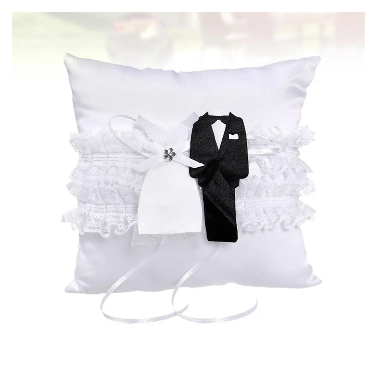 Hochzeit Ringhalter Kissen Elegantes Eheringkissen aus weißer Spitze, kompakte Größe, leicht zu verstauen, anmutiges Design for Hochzeit, Verlobung, Zuhause, Bettdekoration