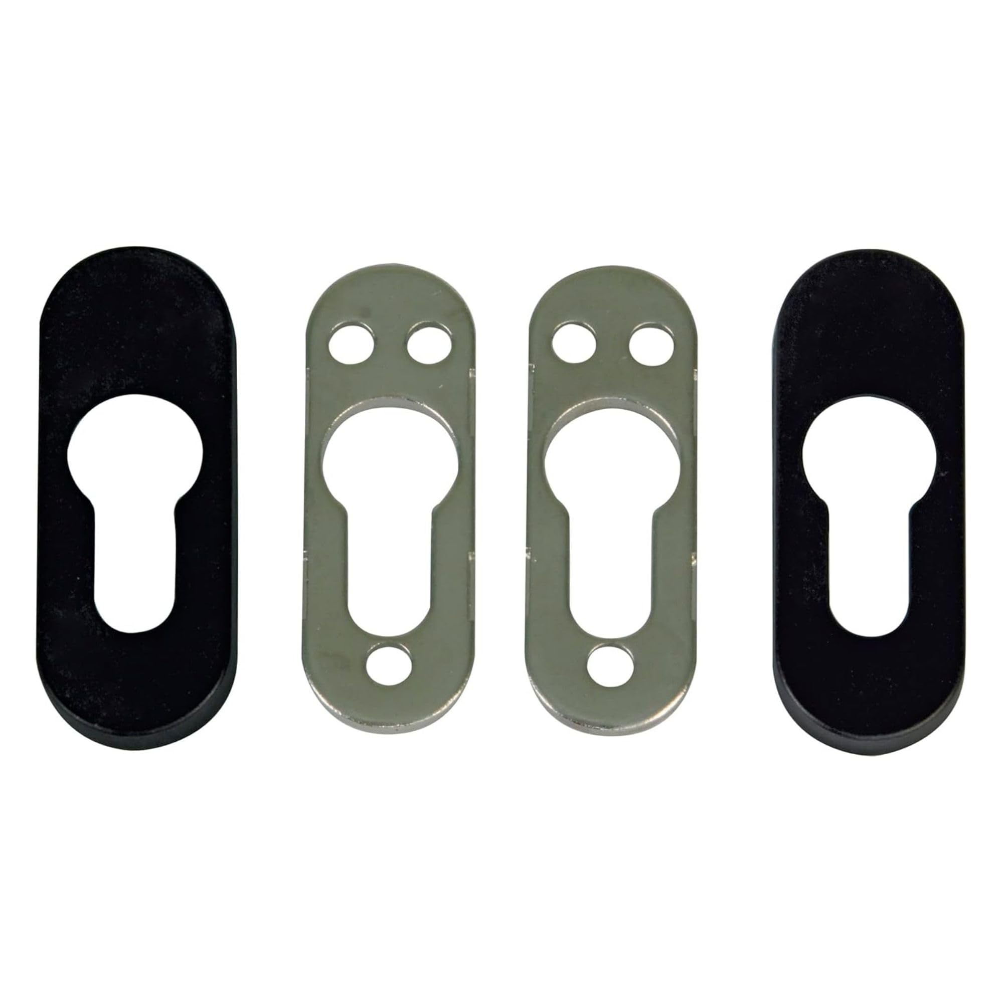 Amig Black/White - Security Shield With Steel Body For Locks Mod. 35-70 X 25 Mm - For Metal Doors - With Plastic Trim - Zamak Finish