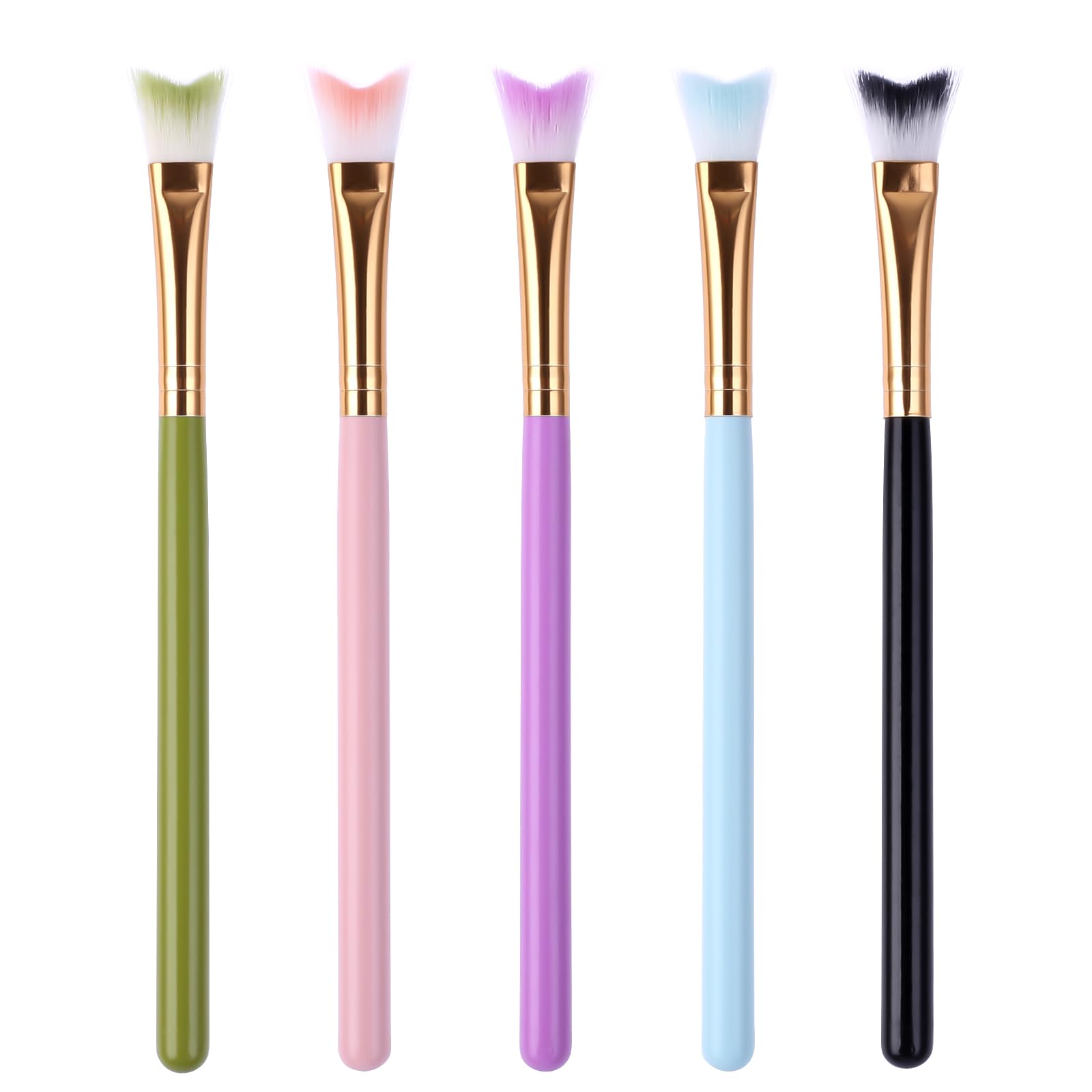 Amaxiu Lash Cleansing Brush, 5 Pcs Eyelash Shampoo Curved Brushes for Lash Extension Deep Cleaning Soft Makeup Removal Lash Brush Cleaner Facial