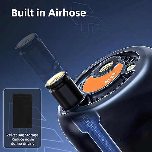 Miniatura 7 de Deli Compresor de aire portátil para inflado de neumáticos, bomba de bicicleta inalámbrica 2 veces más rápida, bomba de neumáticos de 150 PSI para