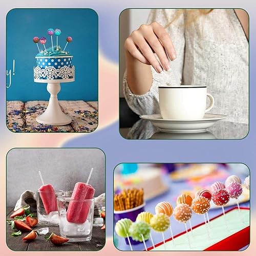 Miniatura 7 de BetterJonny - 200 palitos acrílicos para tartas, palitos acrílicos de 4 pulgadas para decoración de pasteles, varillas acrílicas reutilizables,
