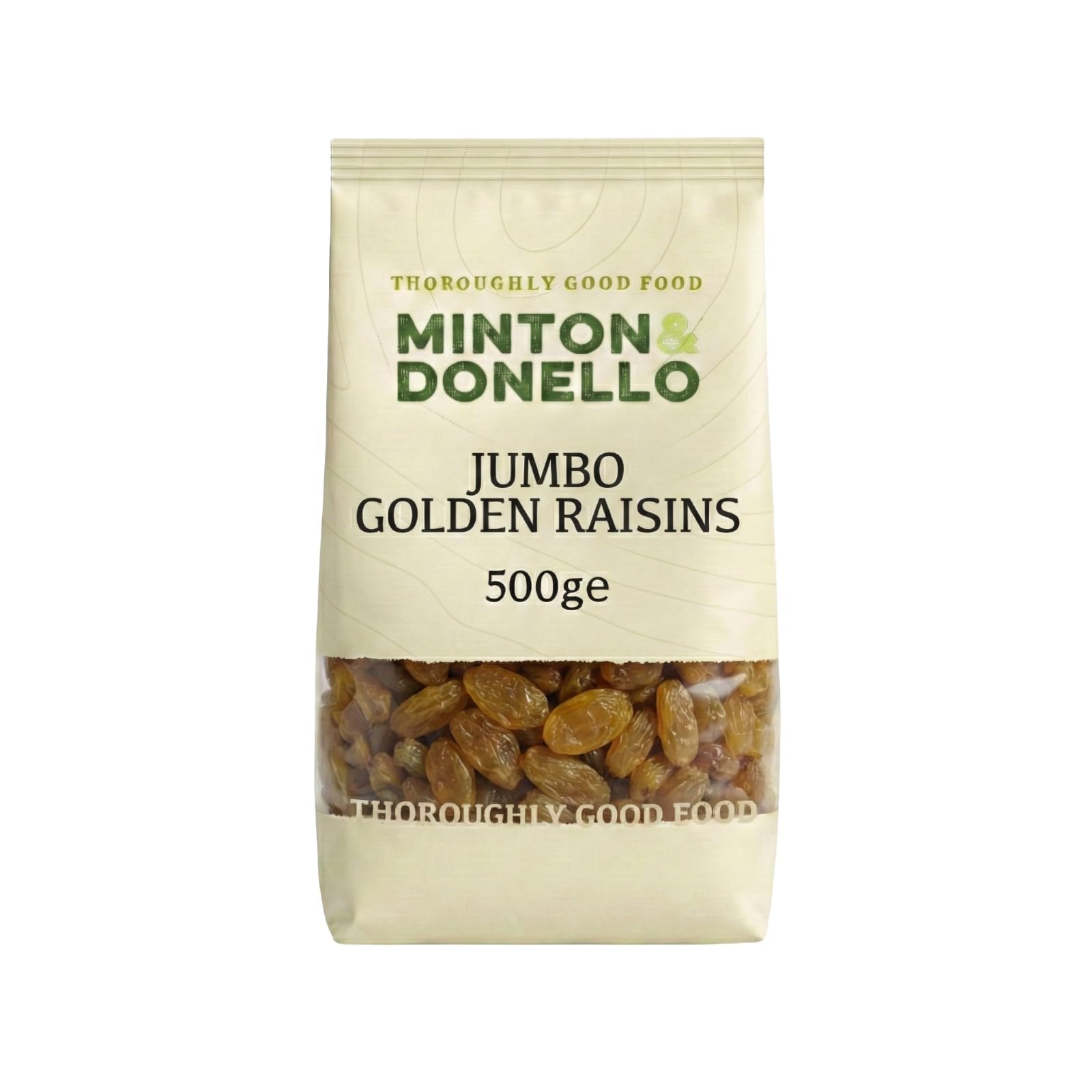 Minton & Donello - Jumbo Golden Raisins, 500g - Suitable for Vegetarians - Non-GMO, Cholesterol free, and fat free - High in Antioxidants and Fibre