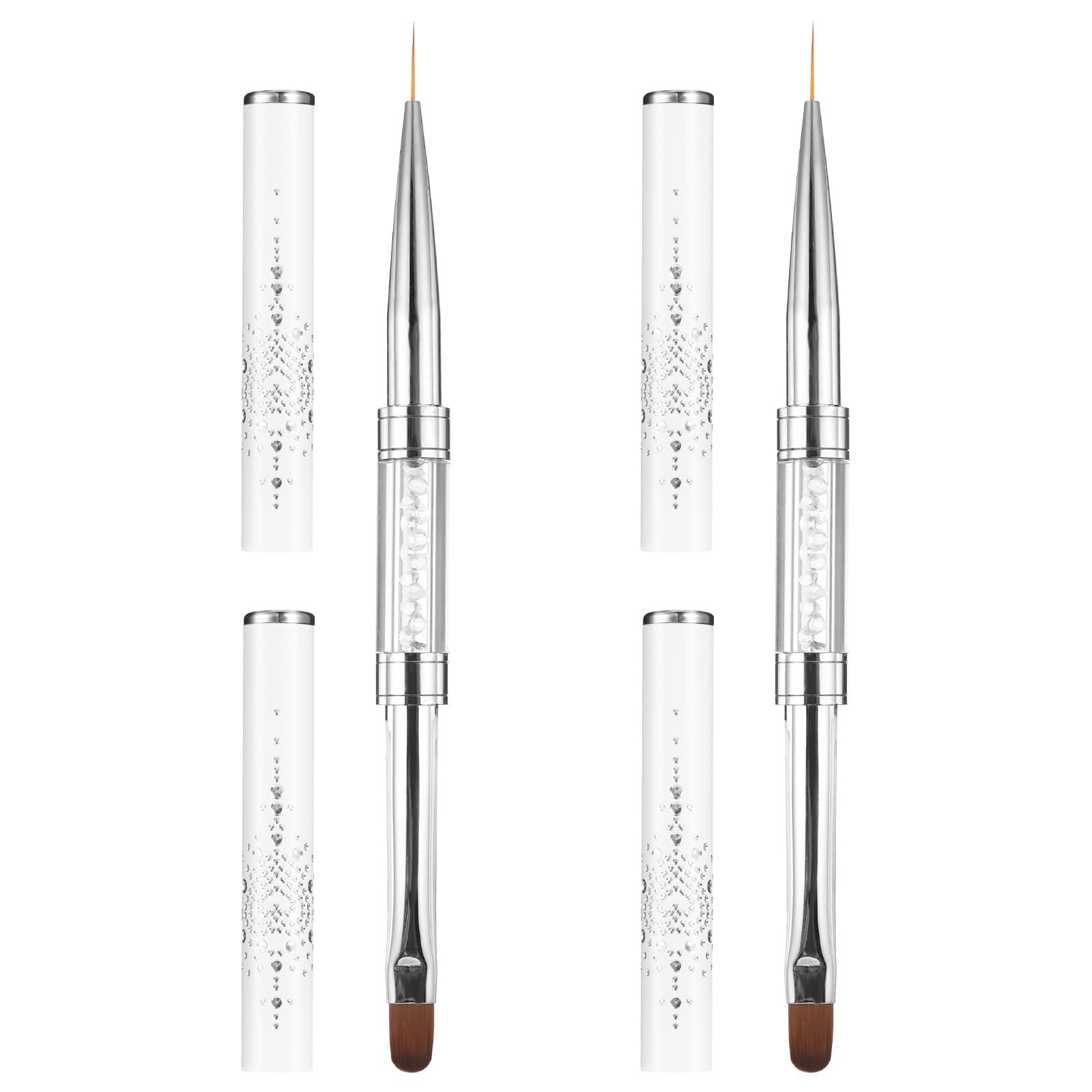 cobee 2 pennelli a doppia punta francese in gel duro, pennello gel costruttore unghie, pennello liner per design professionale nail art