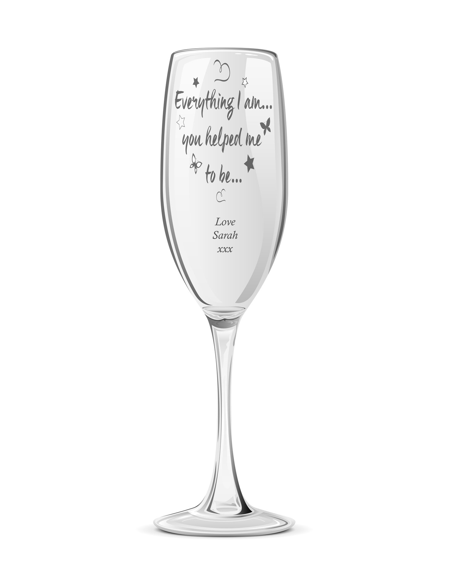 Ukgiftstoreonline Thank You Sentiment Personalised Engraved Champagne Prosecco Glass