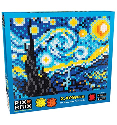 Pix Brix Pixel Art Puzzle Bricks â€“ Starry Night Pixel Puzzle â€“ Patented Colorful Building Bricks, Create 2D and 3D Builds Without Water, Iron or Glue â€“ Stem Toys for Adults and Kids