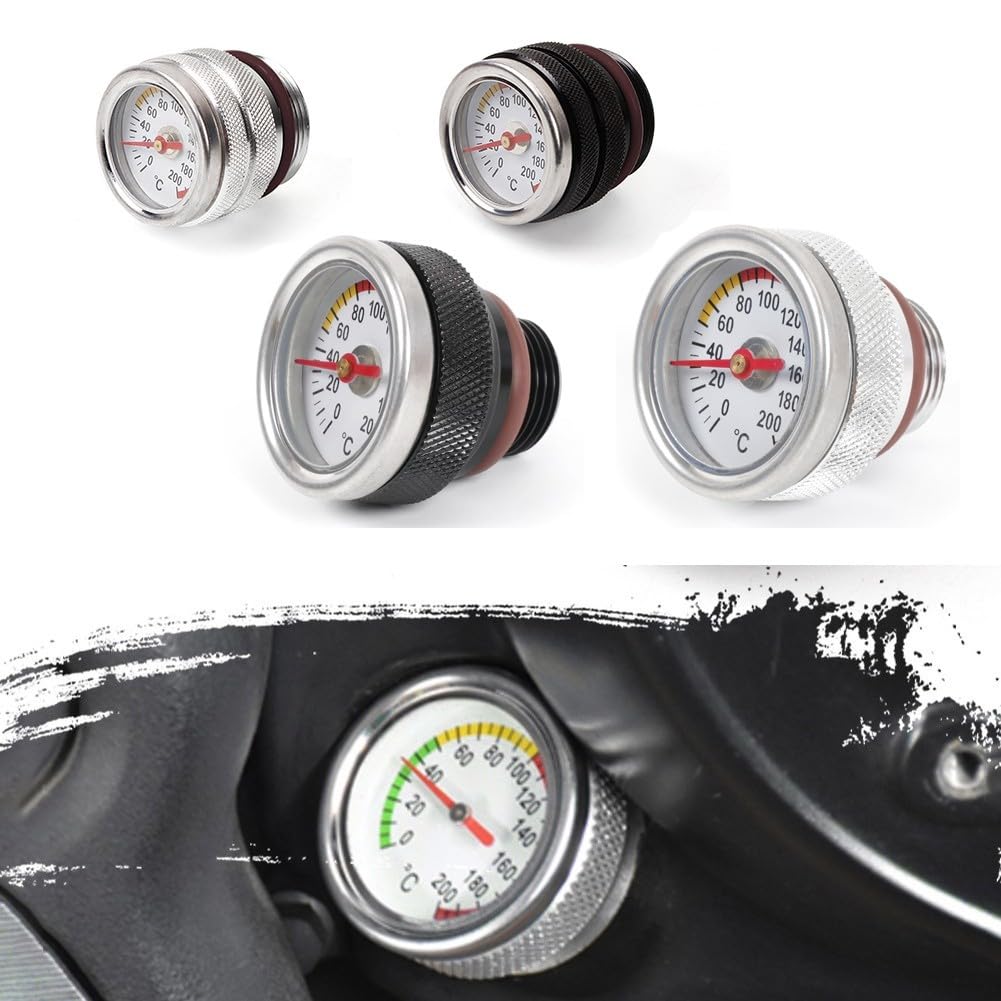 Compteur de température d'huile de moto avec dimensions standard du fil M30 x 1 5 et M20 1 5, alliage d'aluminium pour une surveillance fiable de la température du moteur (argent M20 x 1,5)