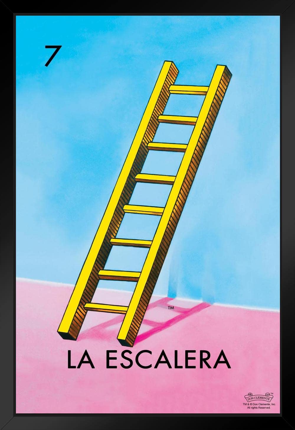 Amazon.com: 07 La Escalera Ladder Loteria Card Mexican Bingo Lottery Black  Wood Framed Poster 14x20: Posters & Prints