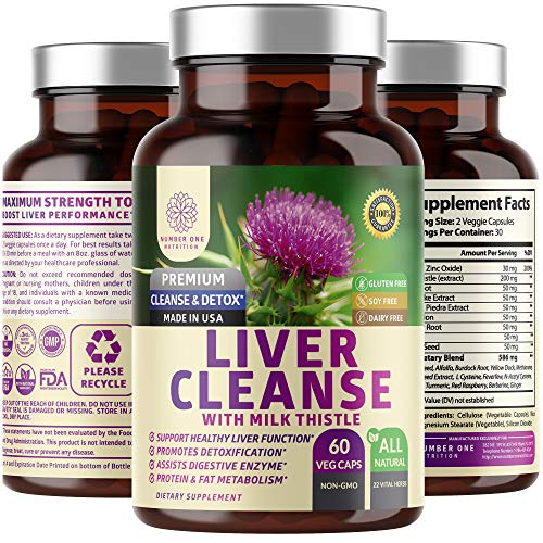 N1N Premium Liver Cleanse, Detox & Repair Supplement [22 Natural Herbs] All Natural Supplement with Milk Thistle, Beet Root, Artichoke. Max Strength to Promotes Overall Liver Health, 60 Veg Caps