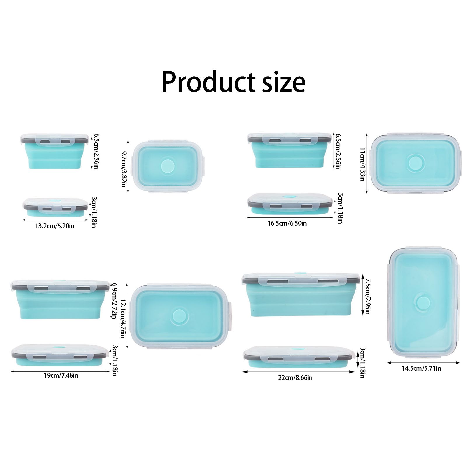 Set contenitori per pranzo pieghevoli con corpo in silicone, contenitori annidati e chiusura del coperchio per pasti giornalieri, preparazione, picnic Contenitori per alimenti pieghevoli per
