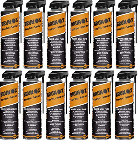 12x BRUNOX TURBO SPRAY 500ml Schmiermittel,Korrosionsschutz,Kontaktspray, Kriechöl,Wartungsspray