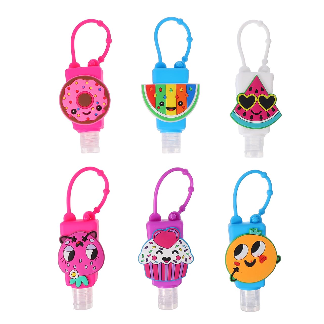 LIFKOME 6pièces Lot De Petites Bouteilles De Voyage Avec Étui Silicone Cartoon Distributeur Liquide Portable Anti-fuite Pour Shampoing Et Adapté Aux Garçon Fille Et Déplacements