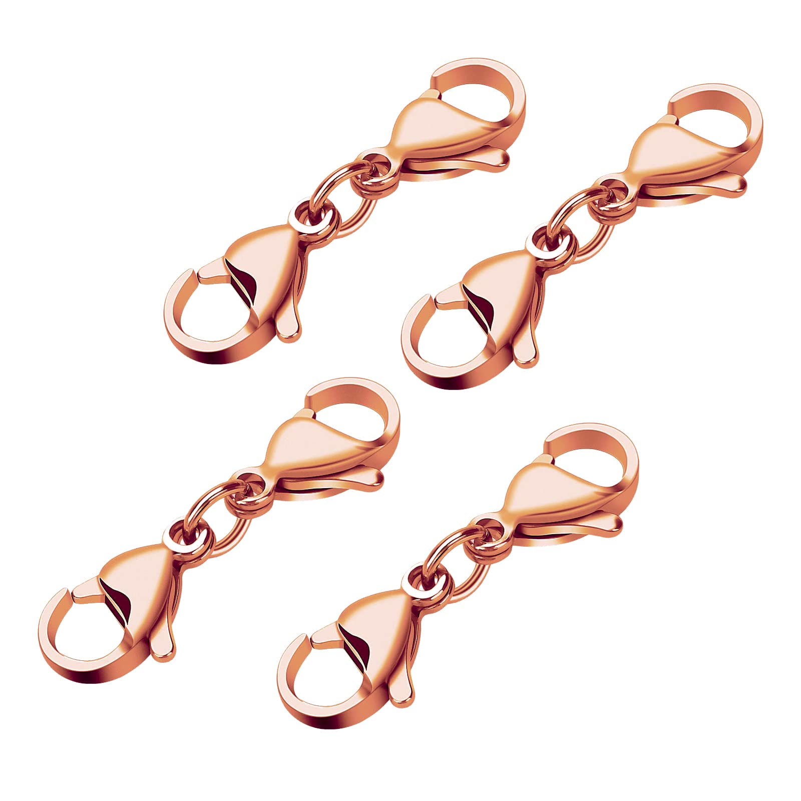 ASTER4 Pieces Rose Gold Double Lobster Clasps, Lobster Claw Clasps Double Head Stainless Steel Bracelet Clasps Extenders Snap Hooks for DIY Jewellry Bracelets Necklaces Crafts Making