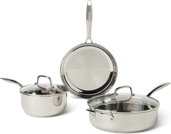 Amazon Basics Stainless Steel 11-Piece Cookware Set