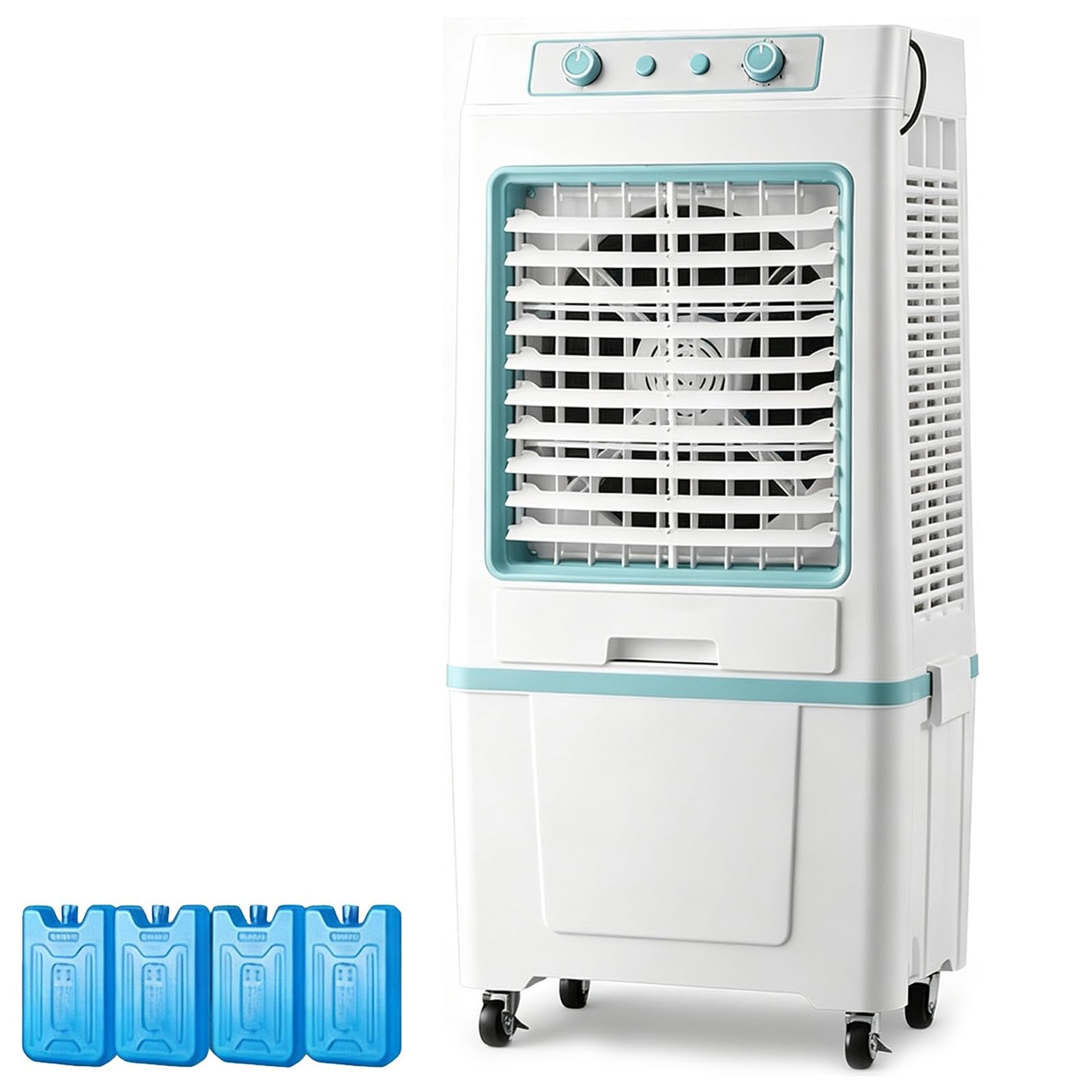 Yue Jjxn Blue Portable Evaporative Cooler, 10.5Gal Detachable Tank 3 Speed Wind Adjustment