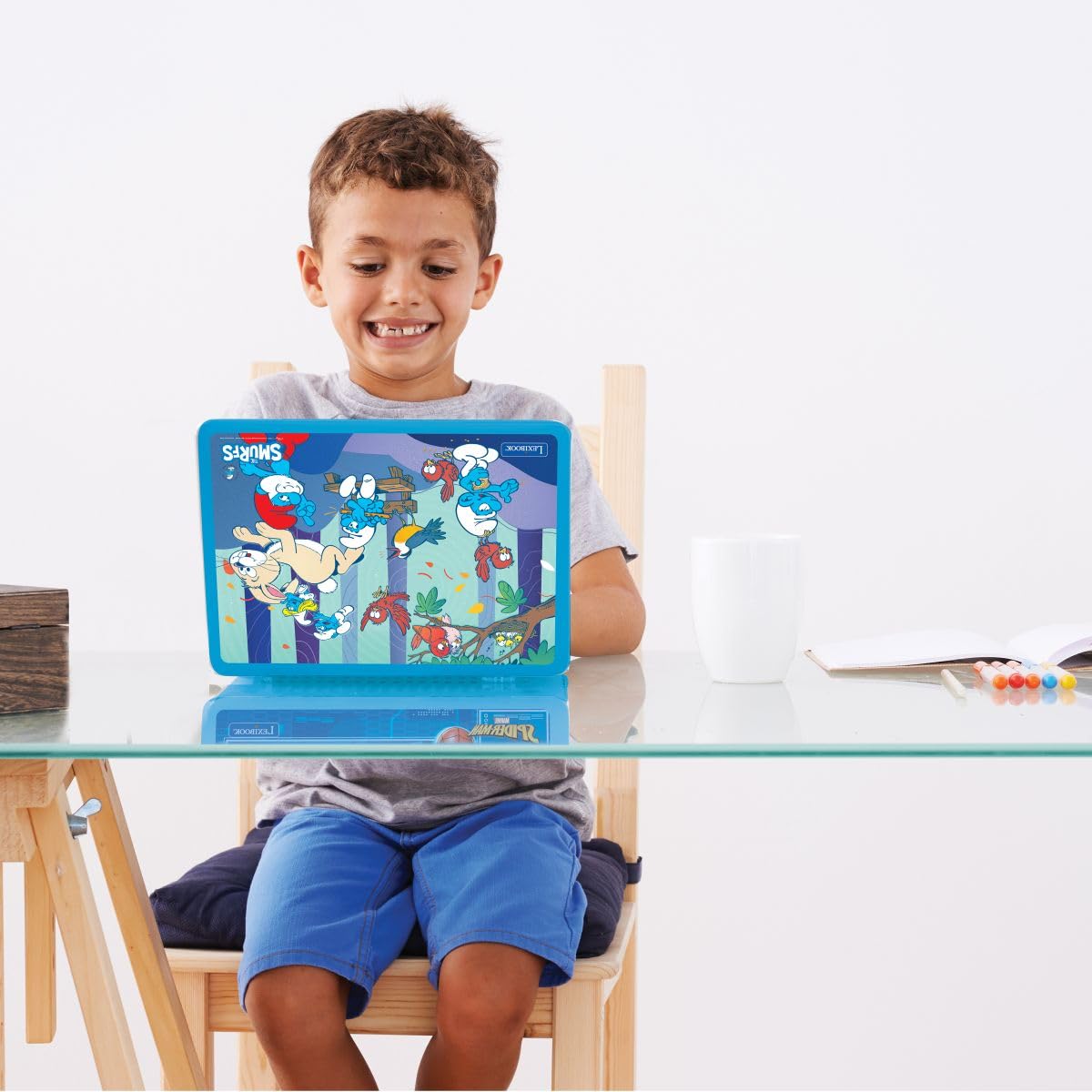 Lexibook, Puffi, Computer educativo bilingue Francese/Inglese, Giocattolo per Bambini con 124 attività di Lingua, scrittura, matematica, logica, musica e giochi, Blu, JC598SFi1LXB