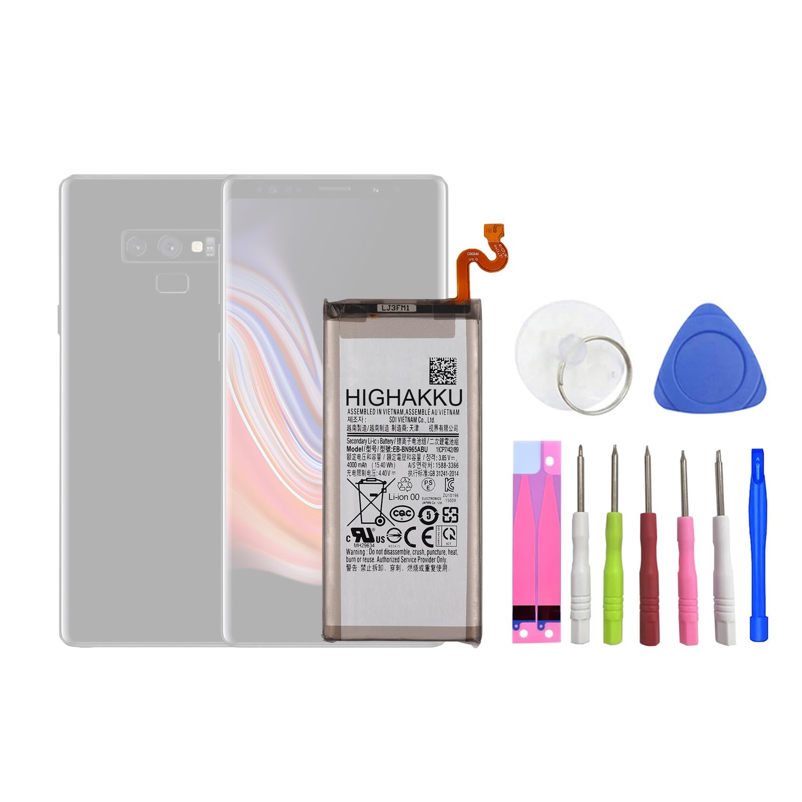 HIGHAKKU Replacement Battery EB-BN965ABU Compatible with Samsung Galaxy Note 9 SM-N960 with Tools