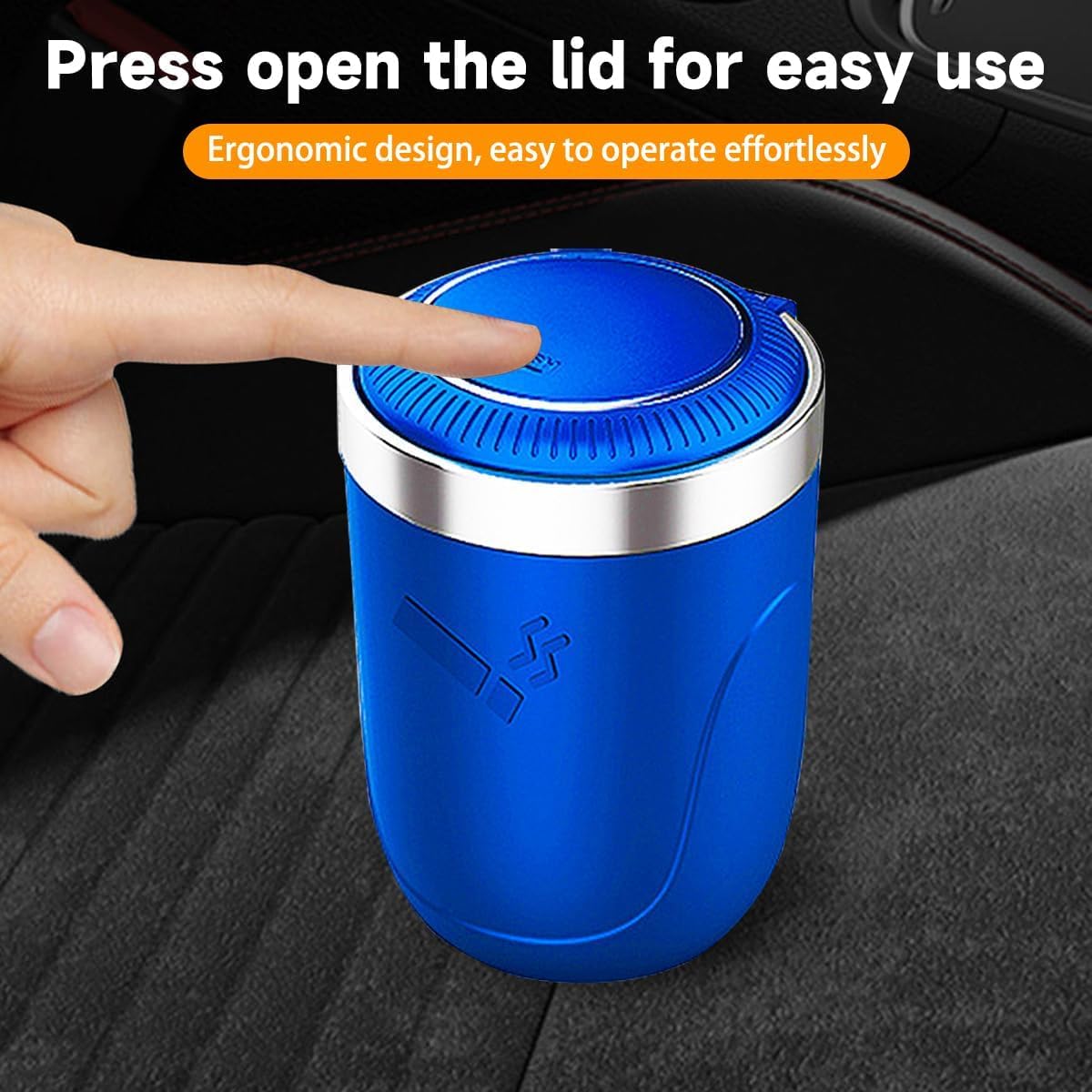 Auto Asbak voor Volvo XC40 XC60 XC70 XC90 Zelfdovende Asbak met Licht en Deksel, Draagbare Asbak Slimme Mini Auto Prullenbak, Draagbare Asbak met Deksel en LED