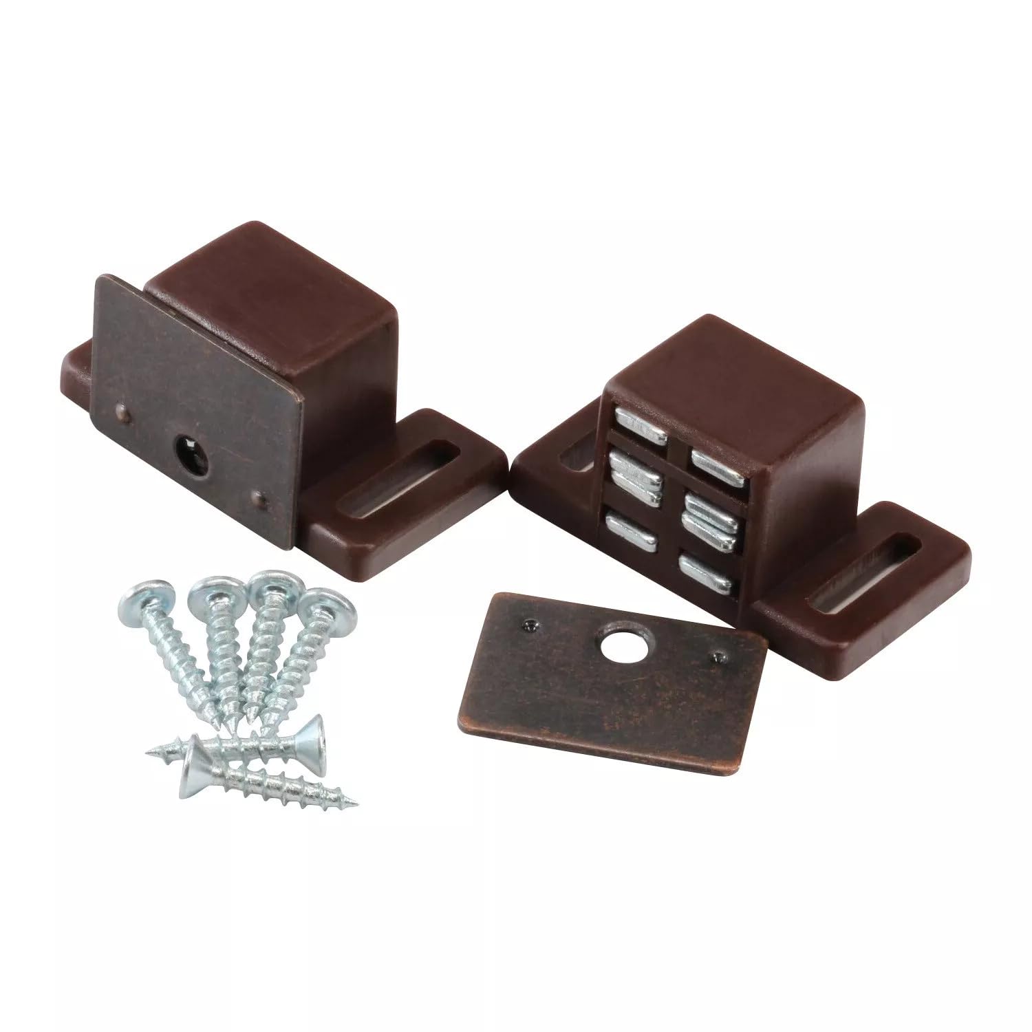 Heavy Duty High Magnetic Cabinet Door Catch Latch, Brown, 2 Pack