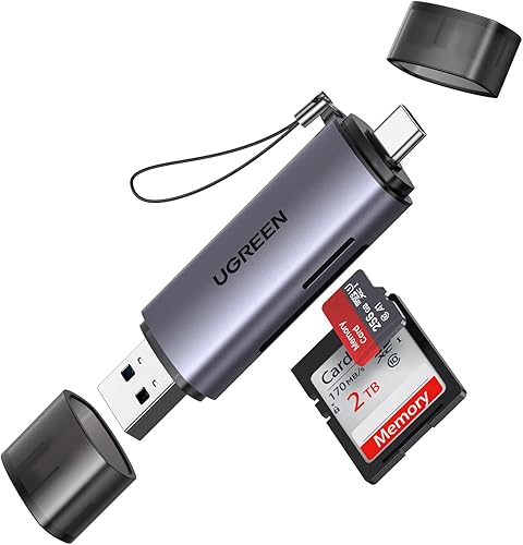 UGREEN Lector de tarjetas SD USB C, USB 3.0 lector de tarjetas micro SD 2 en 1 lector de tarjetas de memoria para MicroSD SDHC SDXC compatible con