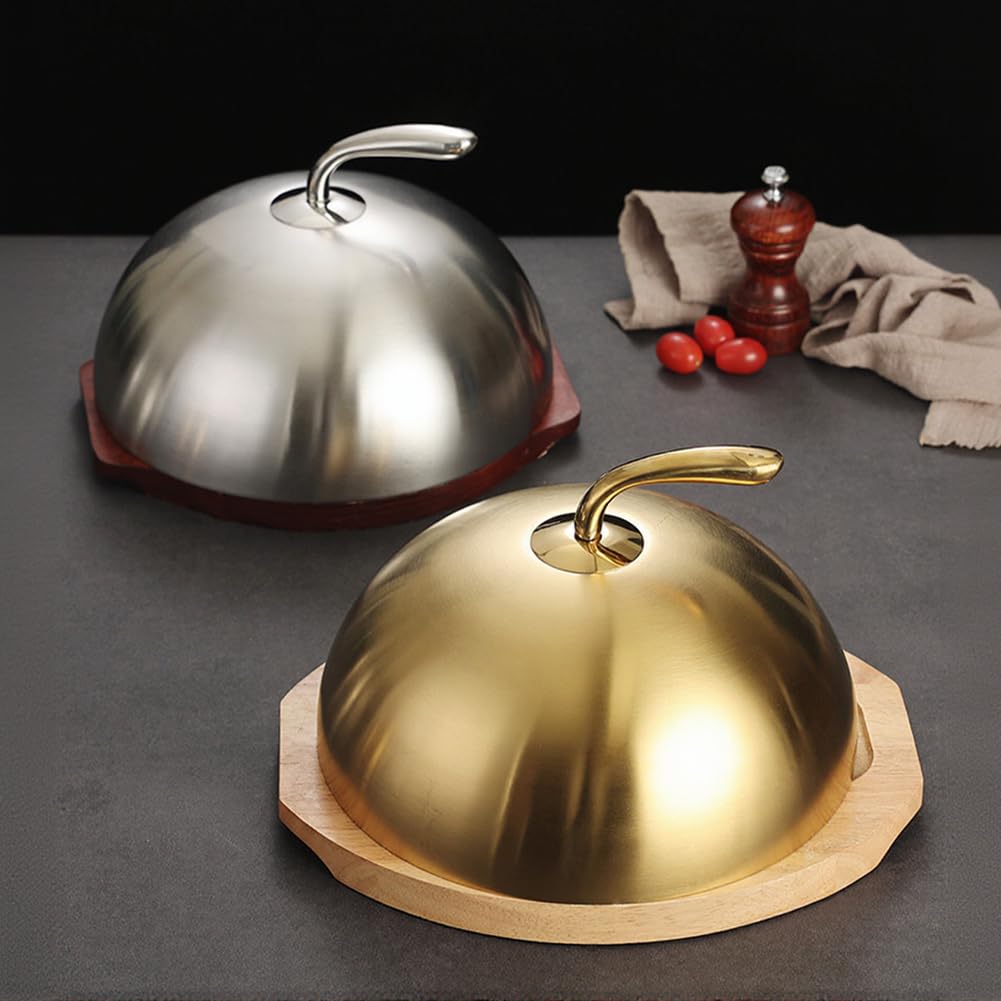 Tapa para sartén para acero inoxidable 28cm reutilizable, redonda anti salpicaduras para teppanyaki y asador, retención térmica, plata(Gold)