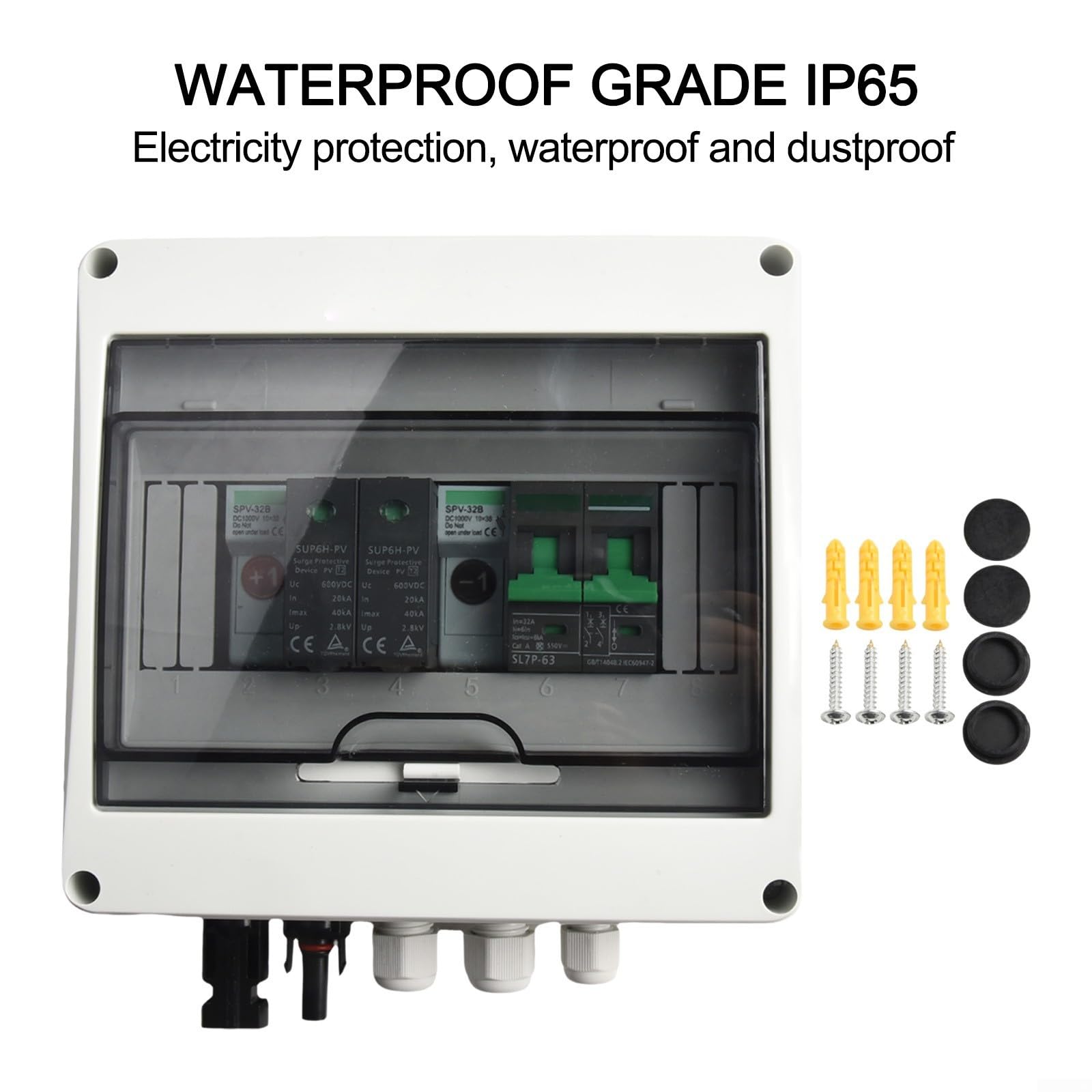 PV Combiner Box DC Scatola Combinatrice Solare IP65 Impermeabile Sovraccarico Protezione da Sovraccarico Sovraccarico 1 In 1 Out 550V per Tetto Sistema di Pannello Solare Scatola di
