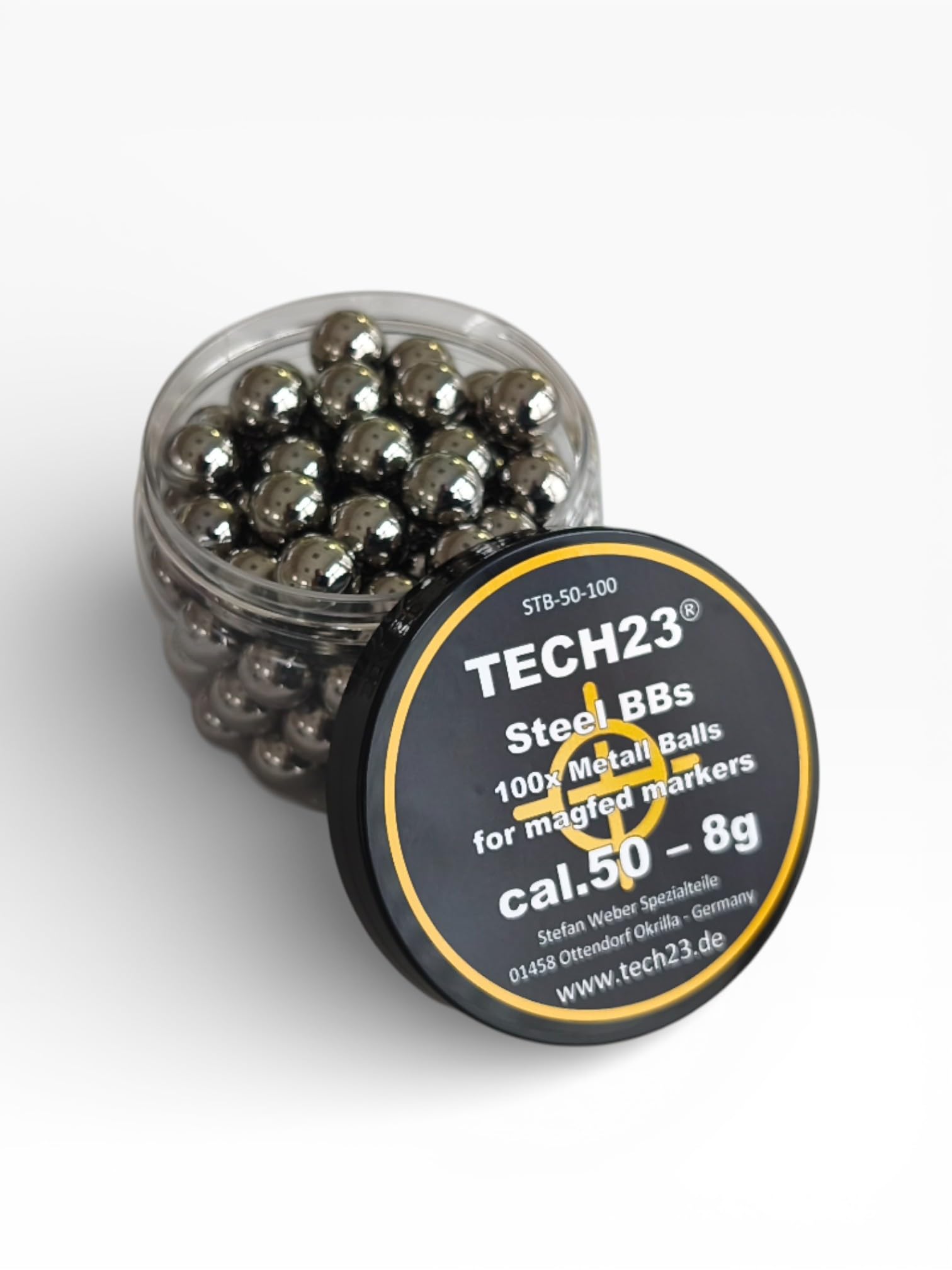 TECH23 100x Steel BBS Cal.50 Stahlkugeln 12,5mm Chromstahlkugeln Ideal für HDR50, HDP50 und Andere Starke T4e Markierer Kaliber 50