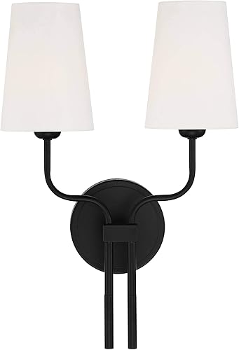 Miniatura 2 de Possini Euro Design Melody - Aplique de pared moderno con cable negro de 19 1/2 pulgadas de alto, 2 lámparas de lino blanco para dormitorio, mesita