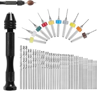 57 Pcs Hand Drill Bits Set, Pin Vise Hand Drill Manual Rotary Tools, 46Pcs Mini Micro Twist Drill Bits and 10Pcs PCB Drill Bits for Resin Polymer Clay Craft DIY Jewelry Making Wood Model Making