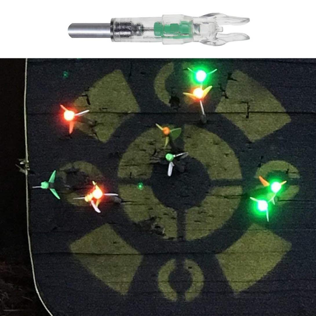 Encoches Lumineuses LED pour flèches, en Plastique, pour l'archerie. Lot de 12 encoches Lumineuses de Couleur aléatoire.