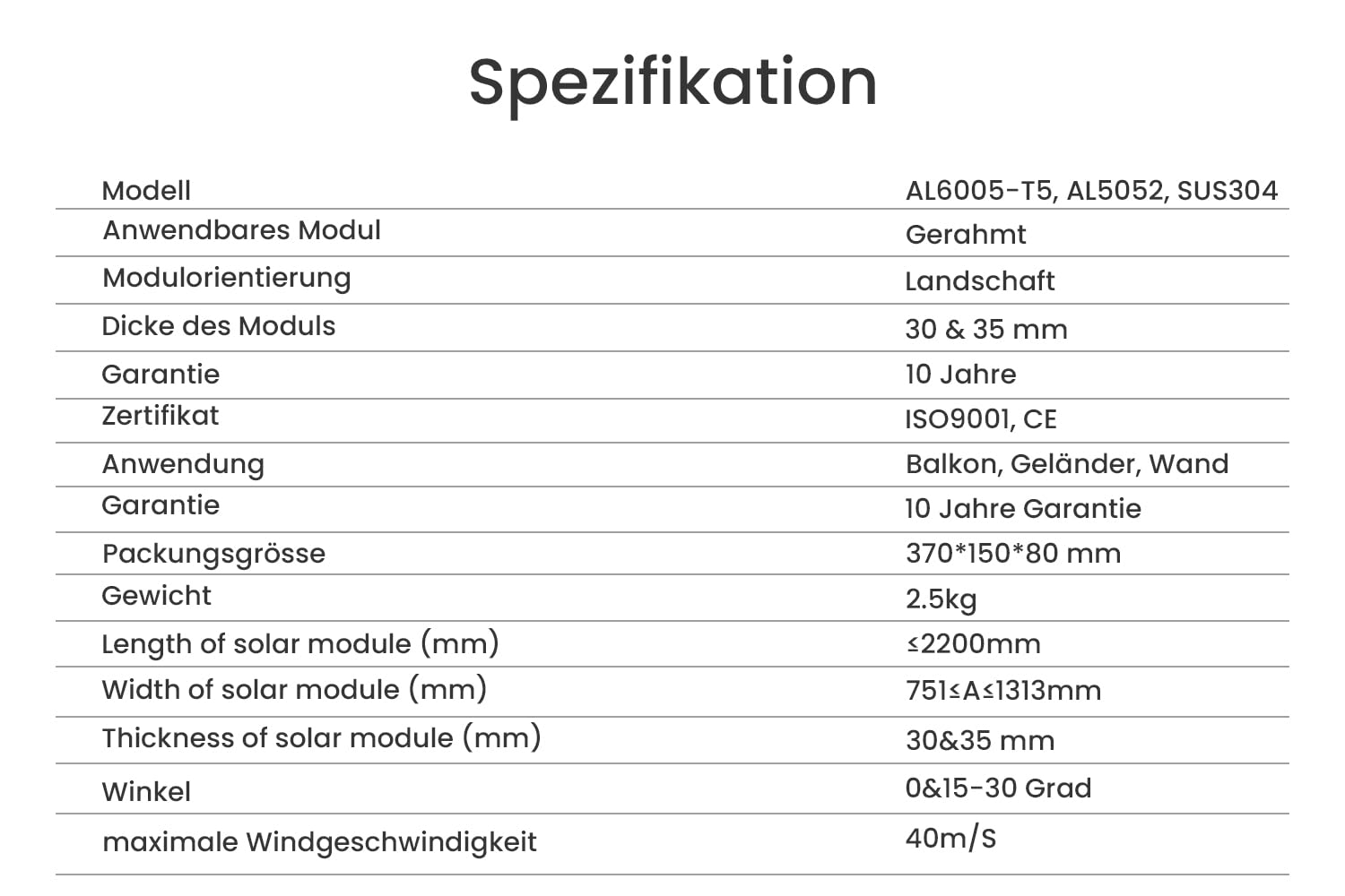 Powerness® Solarmodul Halterung für Balkonkraftwerk, Verstellbare PV-Montagehalterung mit 0–30° Neigungswinkel, Wetterfest, Balkon Haken in Silber, 2 Sets für 2 Solarmodule (0% MwSt)