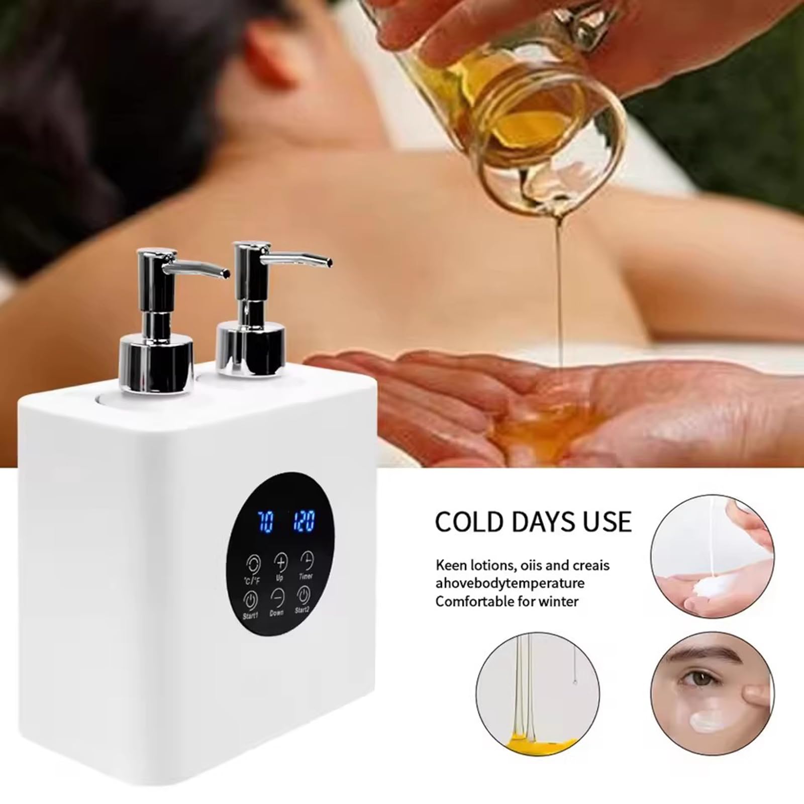 Riscaldatore elettrico per olio da massaggio, scalda-lozione portatile con bottiglie di olio per spa, salone e uso domestico