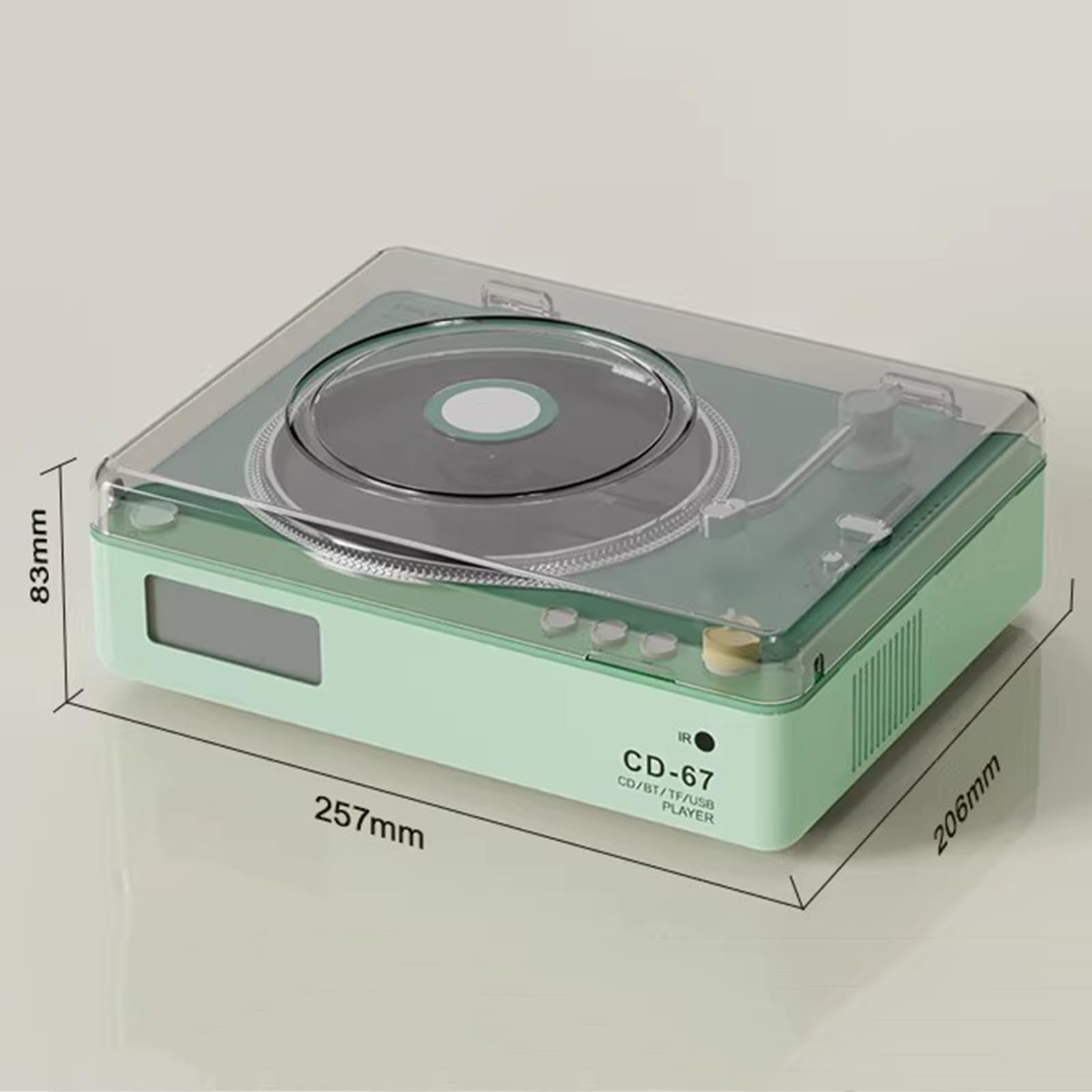 Lettore CD portatile con altoparlanti, trasmettitore Bluetooth, uscita AUX, supporto USB e scheda TF, uscita cuffie, telecomando per musica domestica