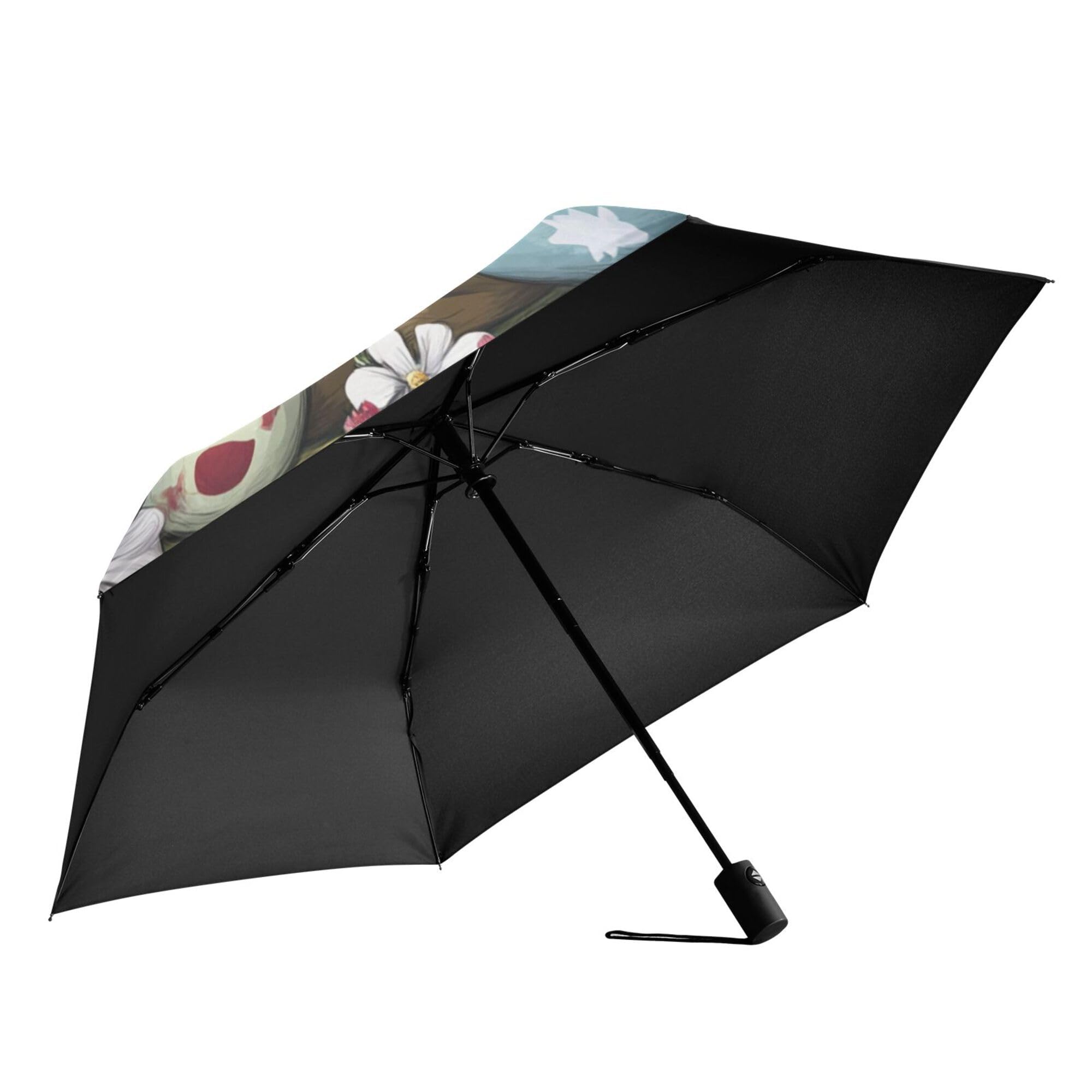 JUNZAN Gnome Green Buffalo Plaid Eggs Easter Golf Umbrellas For Rain 39 Inch Wind Resistant Automatic Open Close Mini Umbrella for Adults Outdoor Defence Accessories