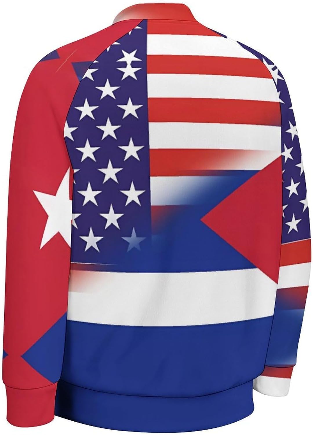 US Cuba Flag Novelty Men's Baseball Jackets Causal Sweatshirt Button Top Long Sleeve Coat