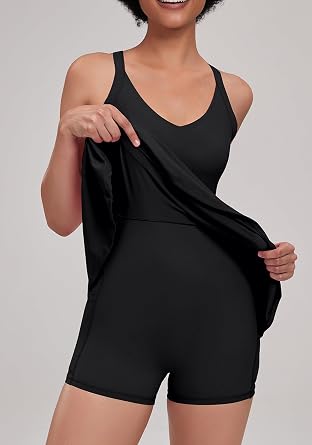 gofiep Womens Tennis Golf Dress with Open-Back Waistband Shorts Pockets Workout Athletic Dresses