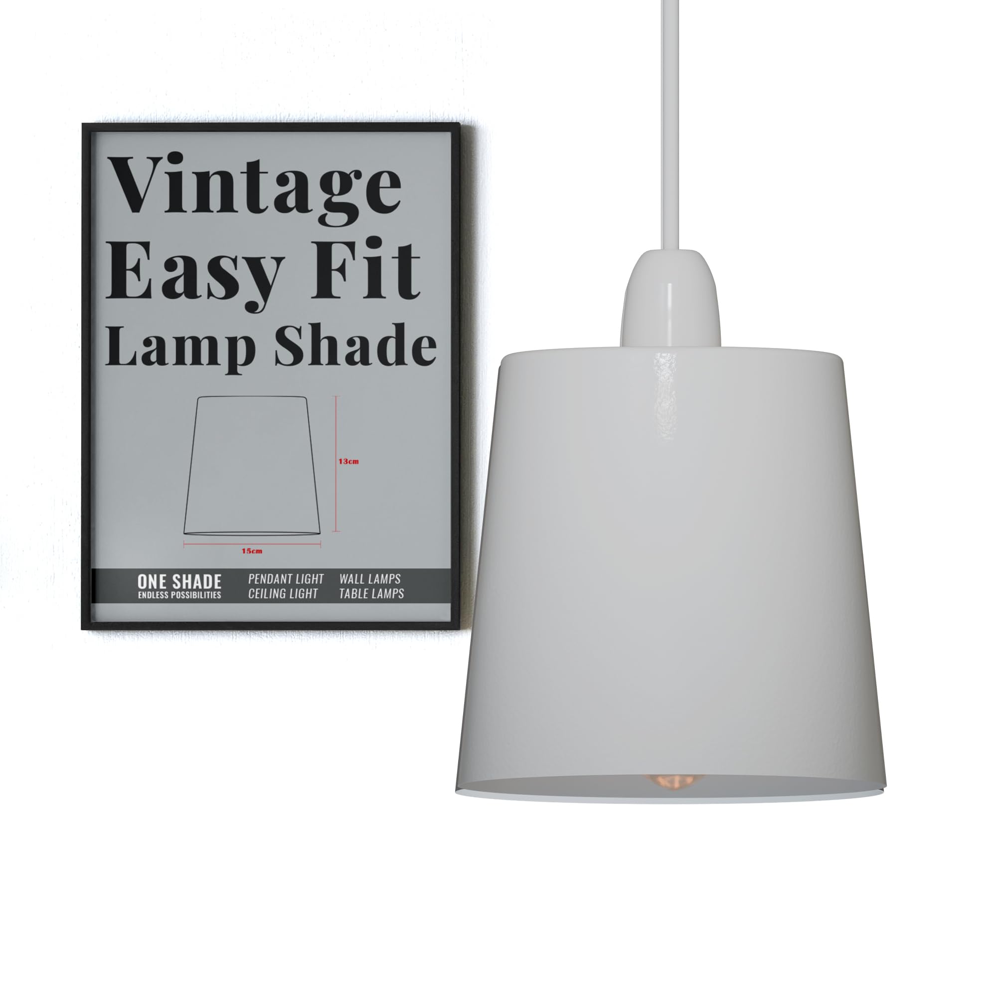 Ledsone White Modern Small Light Shades, Replacement Vintage Non Electric Metal 12Cm Lamp Shades For Industrial Retro Ceiling Pendant Lighting Table Lamp, Wall Sconce Living Room, Bedroom (White) (Lscp150)
