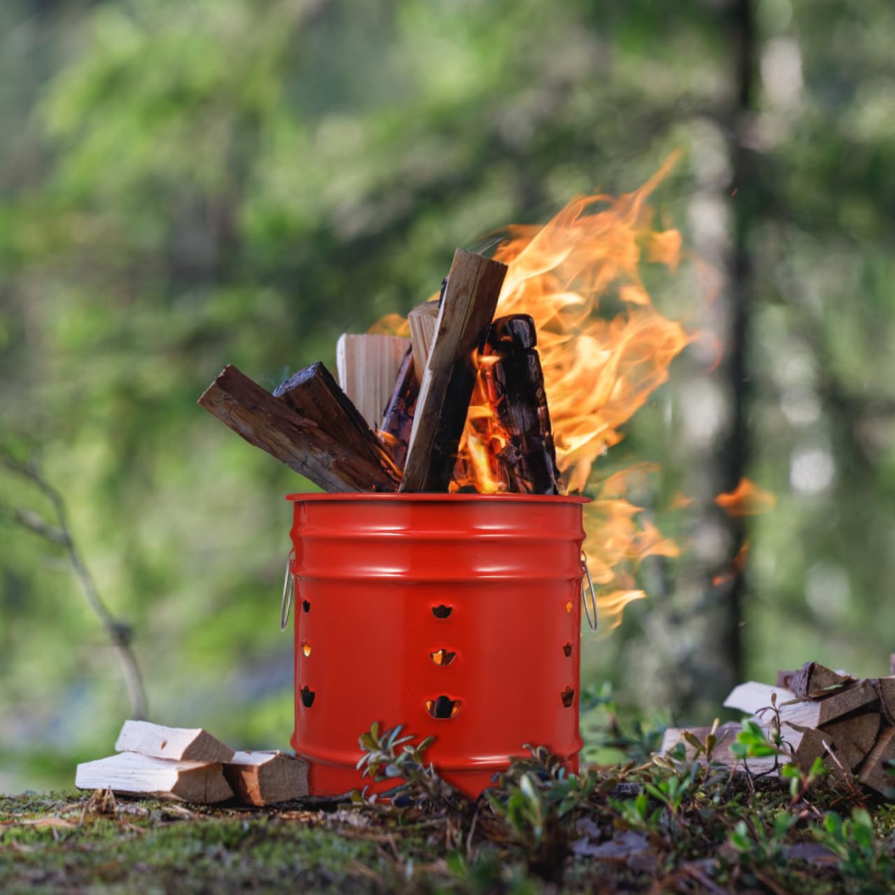 Brenntonne aus Metall für Papier, 29,7 cm, kleine Müllverbrennungsanlage mit Deckel und Griff für draußen Brennen, Holz, Hinterhof, Lagerfeuer, Camping