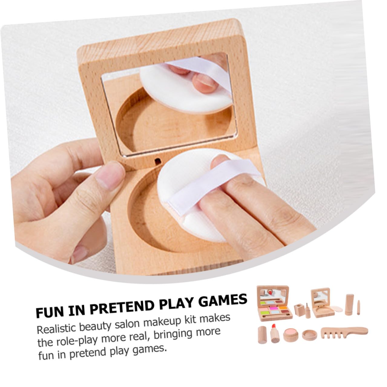 Holz-schminkset für Junge Mädchen mit Verschiedenen Schminkwerkzeugen zum Rollenspiel und Lernen Geeignet für Mädchen und Kleinkinder Sicher und Verarbeitet