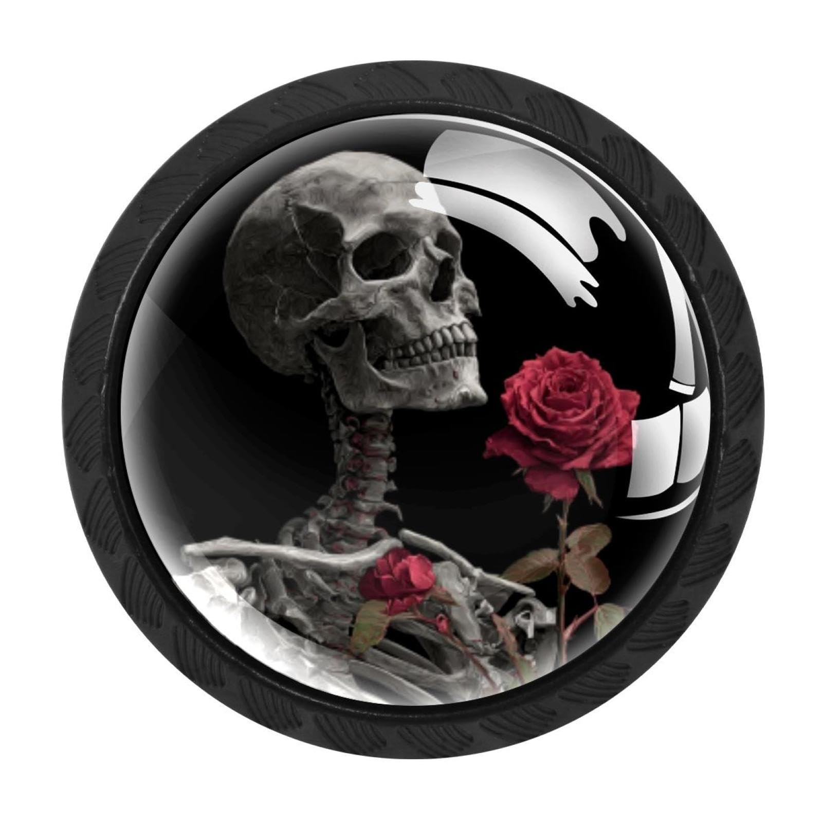 Chenzzzz Multicolored 13 Rose Art Skeleton (1) Drawer Knobs 4 Pack Crystal Dresser Knobs 35Mm Glass Cabinet Knobs For Home Office Bathroom