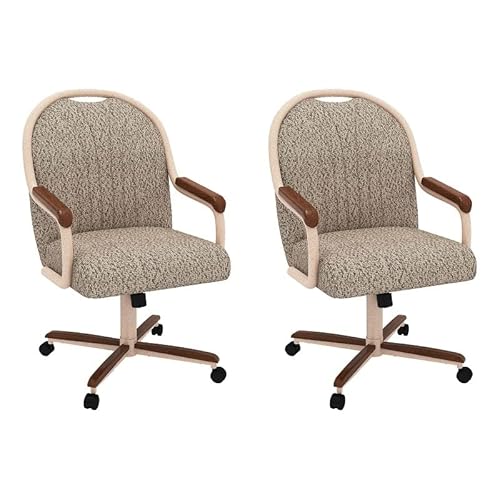 Chromcraft Douglas Swivel Dining Arm Chair in Walnut and Light Sand (Set of 2)