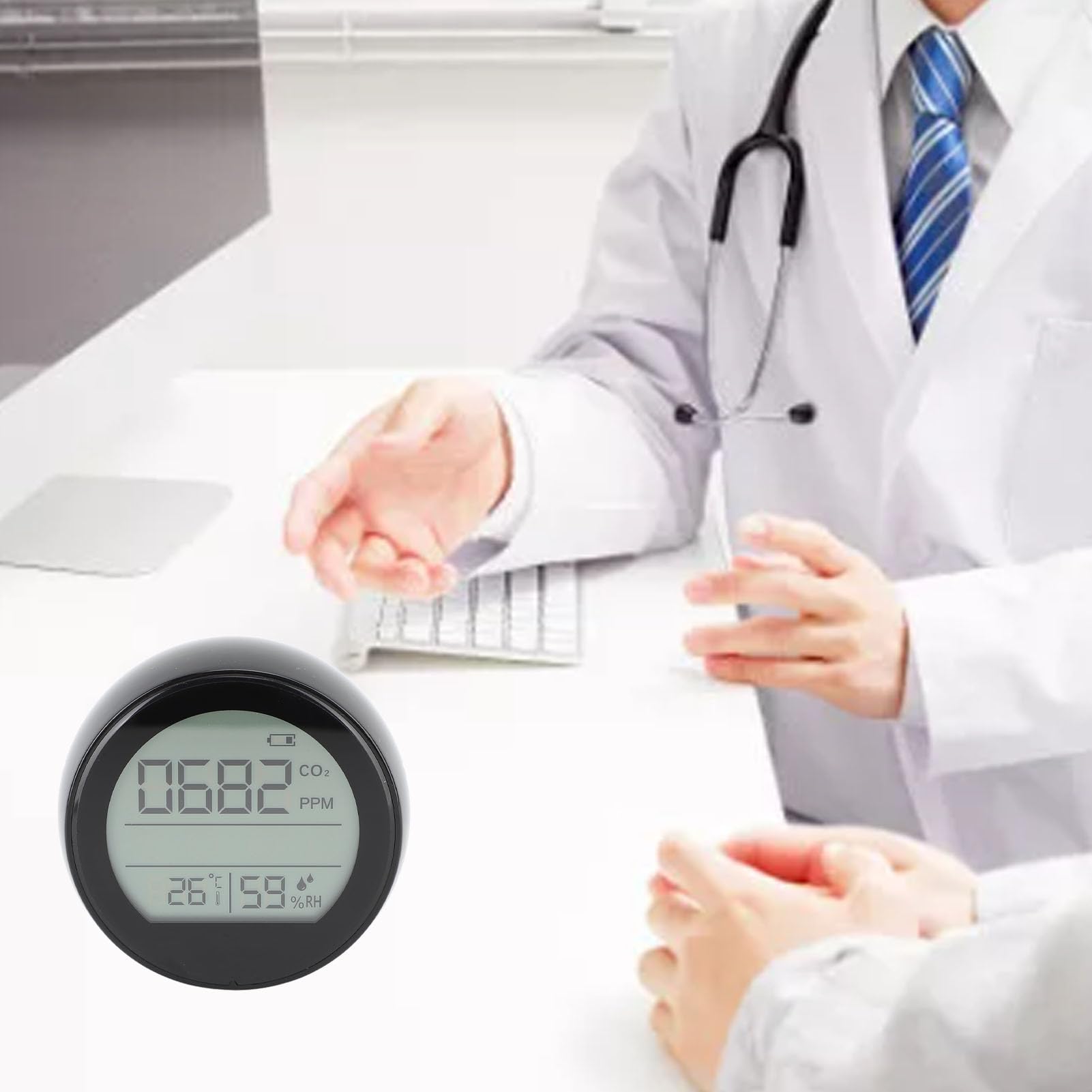 Qcwwy Rilevatore di CO2 400-5000 Ppm Sensore NDIR Monitor della qualità dell'aria di Anidride Carbonica con Schermo LCD per Test della qualità dell'aria Interna Ufficio Aula Casa