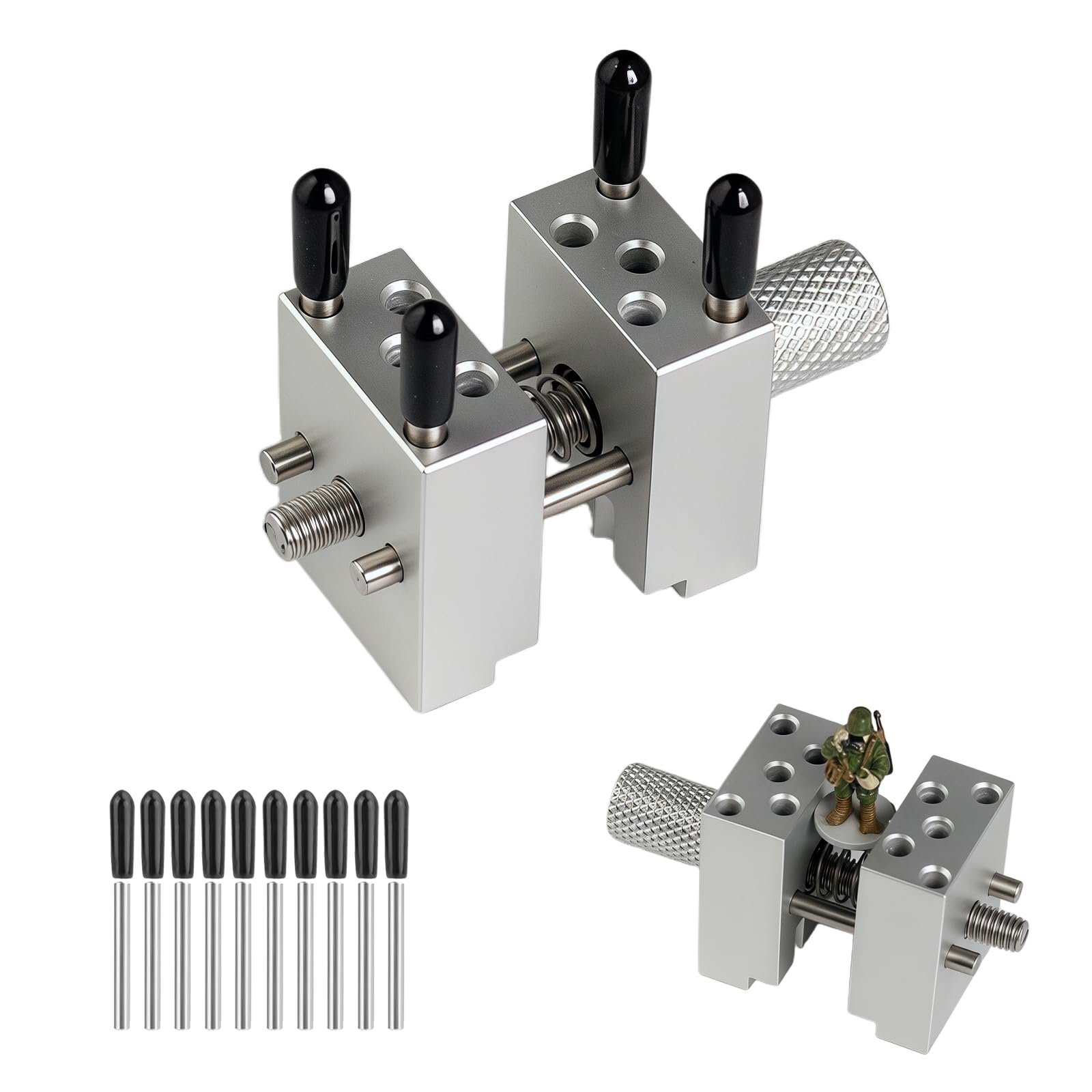 Magicrose Aluminum Alloy Precision Mini Vise,Multi-Function Clamp with 10 Stainless Steels Rods for Miniature Soldier Fixed Parts Model Tool
