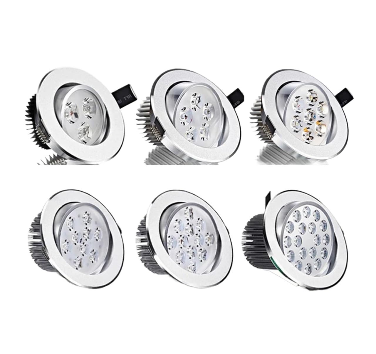 Round dimmable Downlight 3W/4W/5W/7W/9W/12W/ LED Ceiling Spotlight Embedded high-Power ac85-265V(Black,3000K Warm Light,3W)