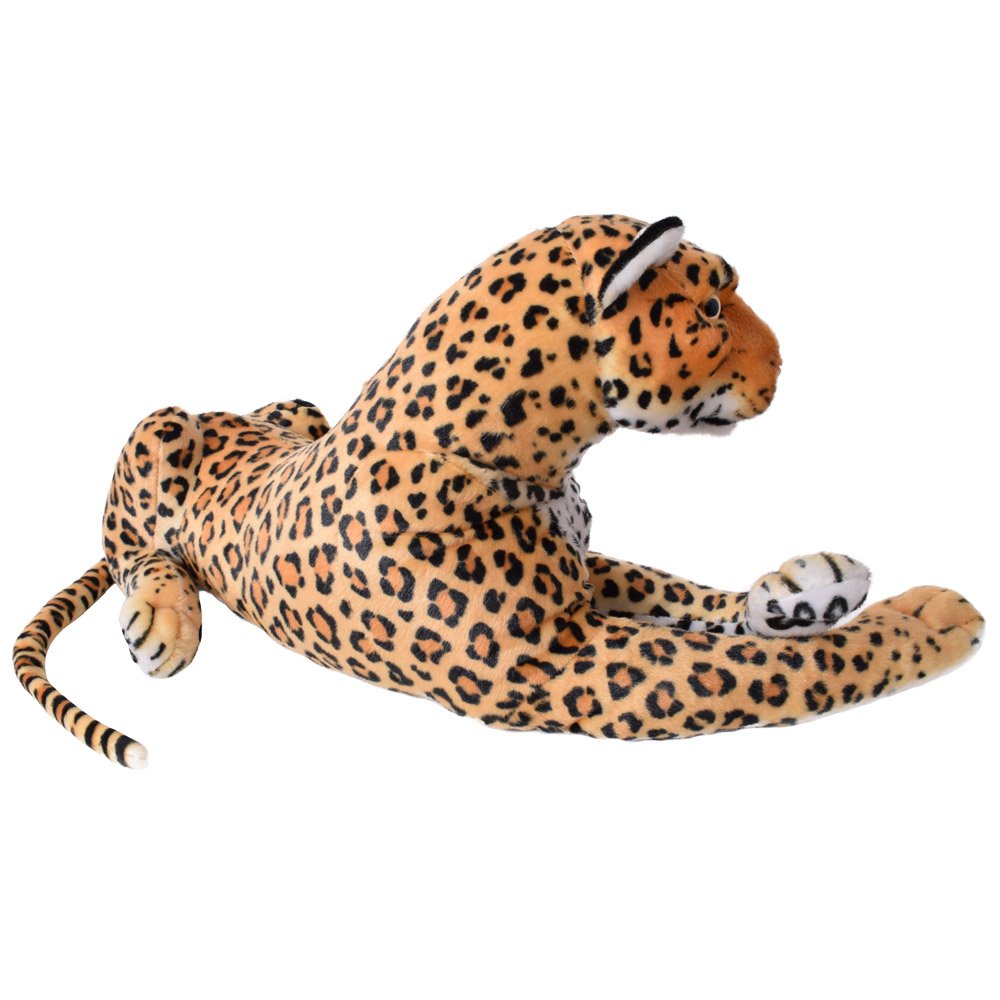 TE-Trend Leopard przytulanka XXL, pluszowa zabawka, leżąca, dekoracja, kot drapieżny, duży kot, zabawka, 80 cm, wielokolorowa